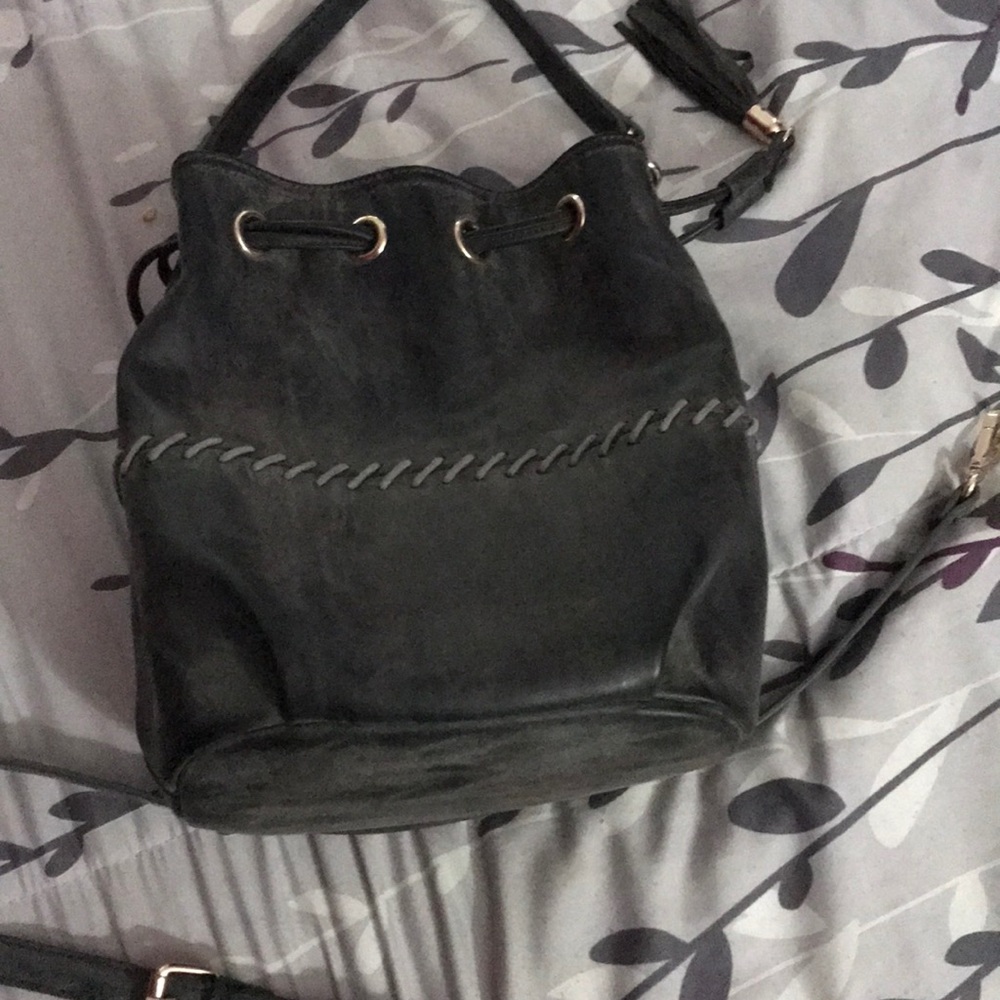 Grey distressed tote/crossbody. From JustFab.com